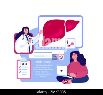 Gastroenterologo online, medico di Hepatologist Consultate Patient.Diagnose fegato organo epatico.Analyze Fibrosis,Hepatitis.Ultrasound Internet Treatment Foto Stock