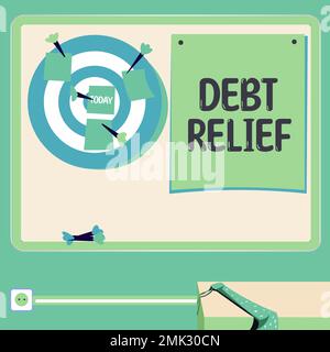 Scrittura che visualizza il testo riduzione del debito. Approccio aziendale remissione parziale o totale dell'IT, in particolare di quelli per paese Foto Stock