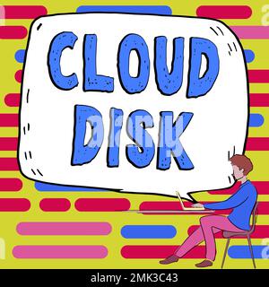 Ispirazione che mostra il segno Cloud Disk. Servizio di base Web per vetrina aziendale che fornisce spazio di archiviazione su un server remoto Foto Stock