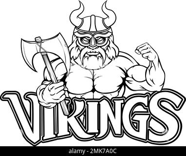 Viking Cartoon mascotte sportive Illustrazione Vettoriale