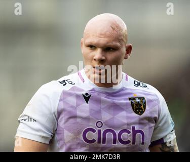 Leicester, Regno Unito. 28th Jan, 2023. Aaron Hinkley of Northampton Saints durante il Gallagher Premiership Match Leicester Tigers vs Northampton Saints a Mattioli Woods Welford Road, Leicester, Regno Unito, 28th gennaio 2023 (Photo by Nick Browning/News Images) a Leicester, Regno Unito il 1/28/2023. (Foto di Nick Browning/News Images/Sipa USA) Credit: Sipa USA/Alamy Live News Foto Stock