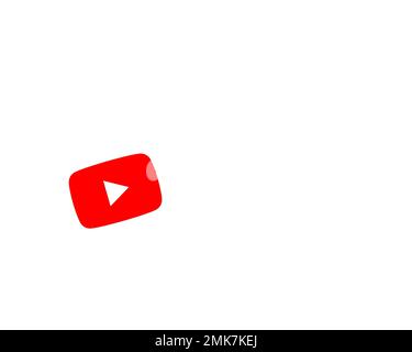 YouTube Bianco a colori, ruotato, sfondo bianco, Logo, Nome del marchio Foto Stock
