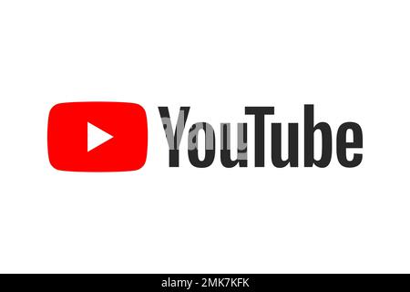 YouTube, sfondo bianco, Logo, Nome del marchio Foto Stock