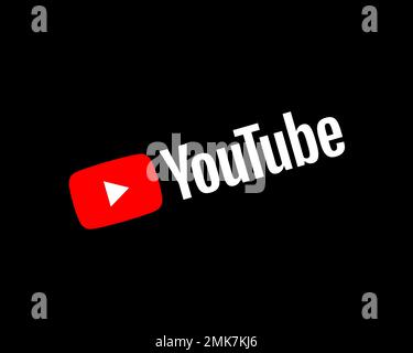 YouTube White a colori, ruotato, logo, marchio Foto Stock