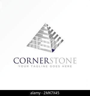 Edificio a triangolo o piramide con un'immagine unica in linea 3D icona grafica logo design astratto concetto vettore relativo a proprietà o costruzione. Illustrazione Vettoriale