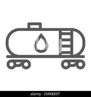 Icona linea serbatoio carburante, benzina e barile, segno canister gas, grafica vettoriale, un motivo lineare su sfondo bianco, eps 10. Illustrazione Vettoriale