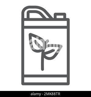 Icona linea carburante ECO, bio e barile, segno canister, grafica vettoriale, un motivo lineare su sfondo bianco, eps 10. Illustrazione Vettoriale
