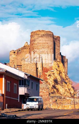 Il Castello di Oltu, situato nel centro della città di Oltu, è stato costruito dagli Urartiani Foto Stock