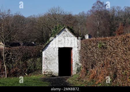 All'esterno del bagno della fattoria Kennixton. Cardiff, Galles del Sud. Gennaio 2023. Inverno Foto Stock