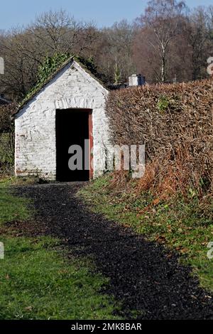 All'esterno del bagno della fattoria Kennixton. Cardiff, Galles del Sud. Gennaio 2023. Inverno Foto Stock