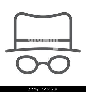 Icona della linea spia, spyware e persona, segno detective, grafica vettoriale, un motivo lineare su sfondo bianco, eps 10. Illustrazione Vettoriale