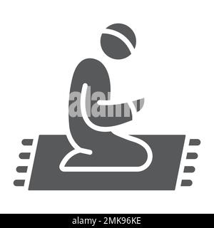 Icona del glifo della preghiera islamica, religione e preghiera, segno della preghiera musulmana, grafica vettoriale, un modello solido su sfondo bianco, eps 10. Illustrazione Vettoriale