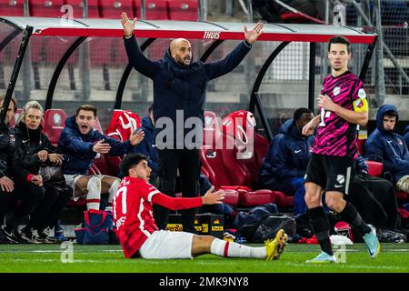 ALKMAAR - AZ Alkmaar allenatore Pascal Jansen durante la partita di campionato olandese tra AZ Alkmaar e FC Utrecht allo stadio AFAS il 28 gennaio 2023 ad Alkmaar, Paesi Bassi. ANP ED VAN DE POL Foto Stock