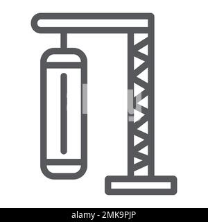 Icona della linea di punzonatura del sacchetto, sport e calcio, segno di pugilato, grafica vettoriale, un motivo lineare su sfondo bianco, eps 10. Illustrazione Vettoriale