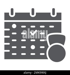 Icona di glifo di programma di sport, addestramento e pianificatore, segno di calendario, grafica vettoriale, un motivo solido su uno sfondo bianco, eps 10. Illustrazione Vettoriale