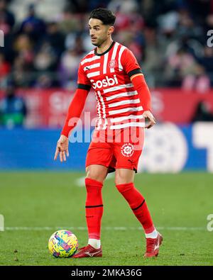 Girona, Spagna. 28th Jan, 2023. Juanpe del Girona FC durante la partita la Liga tra il Girona FC e il FC Barcelona si è giocato allo stadio Montilivi il 28 gennaio 2023 a Girona, Spagna. (Foto di Sergio Ruiz / PRESSIN) Credit: PRESSINPHOTO SPORTS AGENCY/Alamy Live News Foto Stock