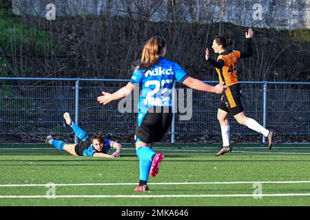 Aalter, Belgio. . 28th Jan, 2023. Penalità per il Club YLA nella foto durante una partita di calcio femminile tra il Club Brugge Dames YLA e l'Eendracht Aalst il 18° giorno della stagione 2022 - 2023 della belga Lotto Womens Super League , sabato 28 gennaio 2023 ad Aalter , BELGIO . FOTO SPORTPIX | Stijn Audooren Credit: David Catry/Alamy Live News Foto Stock