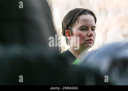 Aalter, Belgio. . 28th Jan, 2023. Il portiere Hazel Engelen (27) di Aalst ha fatto una foto durante una partita di calcio femminile tra il Club Brugge Dames YLA e Eendracht Aalst il 18° giorno della stagione 2022 - 2023 della belga Lotto Womens Super League , sabato 28 gennaio 2023 ad Aalter , BELGIO . FOTO SPORTPIX | Stijn Audooren Credit: David Catry/Alamy Live News Foto Stock