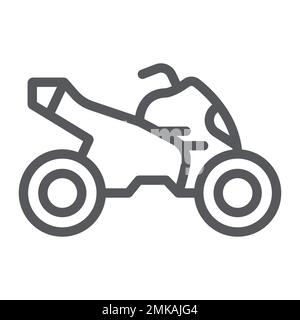 Icona quad bike line, trasporto e guida, segno moto, grafica vettoriale, un motivo lineare su sfondo bianco, eps 10. Illustrazione Vettoriale