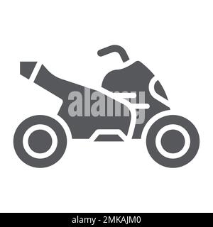 Icona di glyph quad bike, trasporto e guida, segno di moto, grafica vettoriale, un motivo solido su sfondo bianco, eps 10. Illustrazione Vettoriale