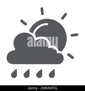 Icona del glyph sole e pioggia, meteo e previsioni, segno di sole e nuvole, grafica vettoriale, un motivo a tinta unita su sfondo bianco, eps 10. Illustrazione Vettoriale