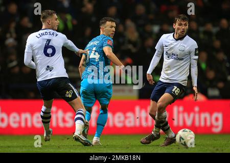 Preston, Regno Unito. 28th Jan, 2023. Ivan Perisic #14 di Tottenham Hotspur in azione durante la partita della Emirates fa Cup Fourth Round Preston North End vs Tottenham Hotspur a Deepdale, Preston, Regno Unito, 28th gennaio 2023 (Photo by Conor Molloy/News Images) a Preston, Regno Unito il 1/28/2023. (Foto di Conor Molloy/News Images/Sipa USA) Credit: Sipa USA/Alamy Live News Foto Stock