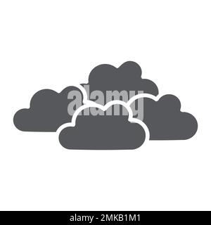 Icona glyph overcast, clima e meteo, segno nuvoloso, grafica vettoriale, un motivo a tinta unita su sfondo bianco, eps 10. Illustrazione Vettoriale