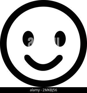 Faccina sorridente, icona emoji positiva felice. espressione facciale positiva. Vettore di segno emoticon per il viso Illustrazione Vettoriale