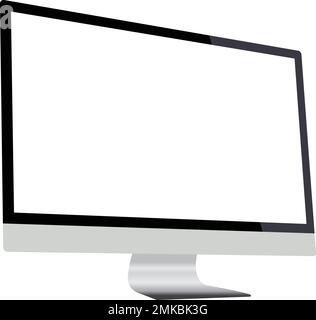 Immagine realistica del monitor LCD nero del computer con supporto argentato e schermo isolato trasparente vuoto. La TV si mock up Illustrazione Vettoriale