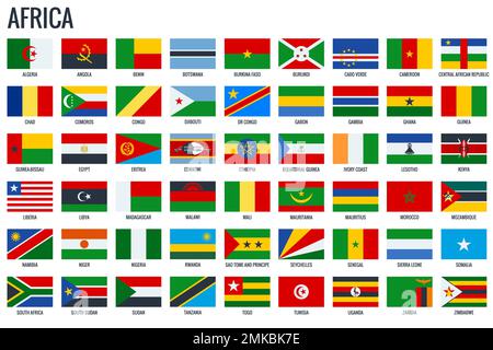 Bandiere africane. Tutte le bandiere nazionali ufficiali dell'Africa Illustrazione Vettoriale