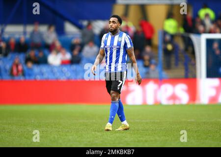 Stadio di Hillsborough, Sheffield, Inghilterra - 28th gennaio 2023 Mallik Wilks (7) di Sheffield Mercoledì - durante la partita Sheffield Mercoledì contro Fleetwood Town, Emirates fa Cup, 2022/23, Stadio di Hillsborough, Sheffield, Inghilterra - 28th Gennaio 2023 Credit: Arthur Haigh/WhiteRosePhotos/Alamy Live News Foto Stock