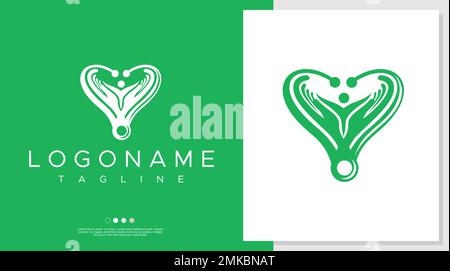 Modello di logo per la salute umana. Branding del logo per il settore sanitario. Illustrazione Vettoriale
