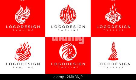 Modello astratto del logo del fuoco. Collezione di design con logo Fire. Illustrazione Vettoriale
