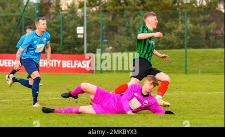 PSNI FC Vs Portstewart FC, Lough 41 Premier Intermediate League, sabato 28th gennaio 2023, The Dub, Belfast, Irlanda del Nord Foto Stock