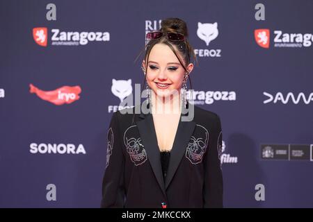 28 gennaio 2023, Saragozza, Aragon, Spagna: Carla Quilez partecipa ai Feroz Awards 2023 - Red Carpet all'Auditorium il 28 gennaio 2023 a Saragozza, Spagna (Credit Image: © Jack Abuin/ZUMA Press Wire) SOLO PER USO EDITORIALE! Non per USO commerciale! Foto Stock