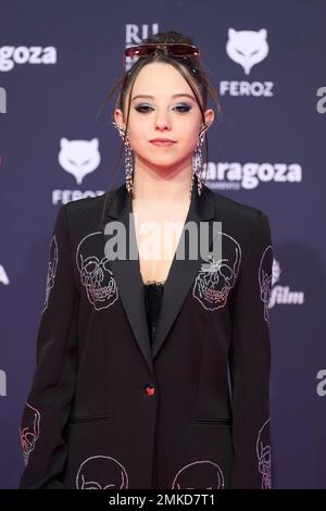 Saragozza. Spagna. 20230128, Carla Quilez partecipa ai Feroz Awards 2023 - Red Carpet all'Auditorium il 28 gennaio 2023 a Saragozza, Spagna Credit: MPG/Alamy Live News Foto Stock