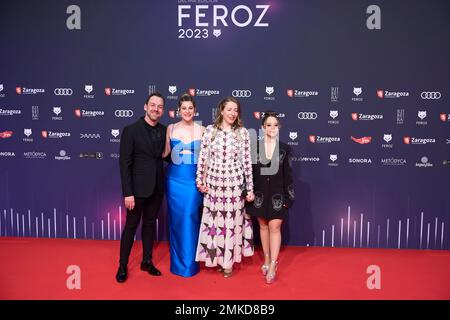 Saragozza. Spagna. 20230128, Angela Cervantes, Pilar Palomero, Carla Quilez partecipa ai Feroz Awards 2023 - Red Carpet all'Auditorium il 28 gennaio 2023 a Saragozza, Spagna Credit: MPG/Alamy Live News Foto Stock