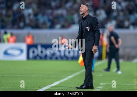 SANTIAGO DEL ESTERO, ARGENTINA, 28 gennaio 2023: Direttore Martin Demichelis di River Plate, ex allenatore e giocatore Bayern Monaco durante il Torneo Binance 2023 della Liga Provesional Match argentina tra Central Cordoba e River Plate allo Stadio Único Madre de Ciudades di Santiago del estero, Argentina, il 28 gennaio 2023. Foto di SFSI Credit: Sebo47/Alamy Live News Foto Stock