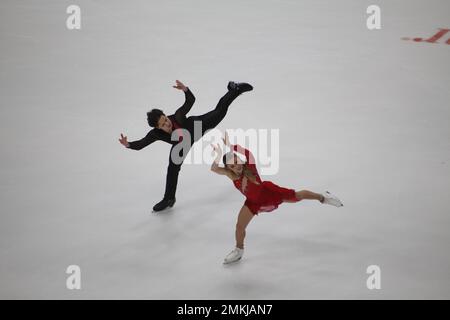 San Jose, California, Stati Uniti. 28th Jan, 2023. Al quarto posto Emilea Zingas e Vadym Kolesinik si esibiscono alla finale di Pairs Free Dance al Toyota US Figure Skating Championship 2023 al SAP Center. Credit: Motofoto/Alamy Live News Foto Stock