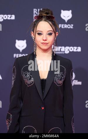 Carla Quilez partecipa ai Feroz Awards 2023 - Red Carpet all'Auditorium il 28 gennaio 2023 a Saragozza, Spagna. Foto di ABACAPRESS.COM Foto Stock