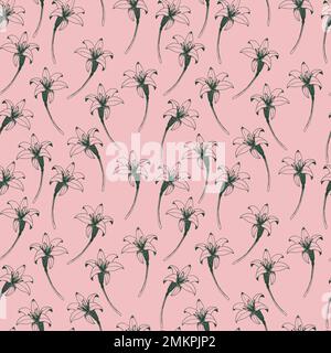 Pattern senza giunture vettoriale Daylily Illustrazione Vettoriale