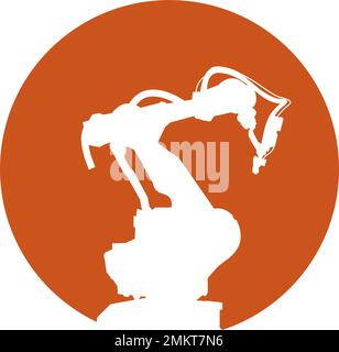 logo robot industriale, modello di disegno con illustrazioni vettoriali. Illustrazione Vettoriale