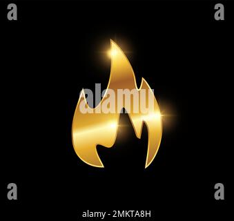 Un'illustrazione vettoriale del segno di logo vettoriale della fiamma dorata Illustrazione Vettoriale