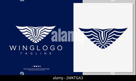 Modello moderno con logo Wings. Marchio semplice del logo delle ali. Illustrazione Vettoriale