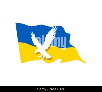Un'illustrazione vettoriale di Flying Eagle per Stand con segno di bandiera Ucraina Illustrazione Vettoriale