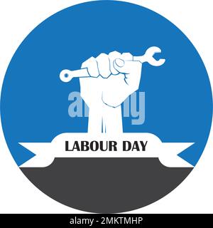 modello di disegno con illustrazione vettoriale del logo labor day. Illustrazione Vettoriale