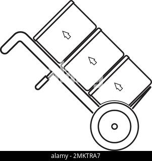 icona del carrello manuale, modello di disegno vettoriale dell'illustrazione del bagaglio. Illustrazione Vettoriale