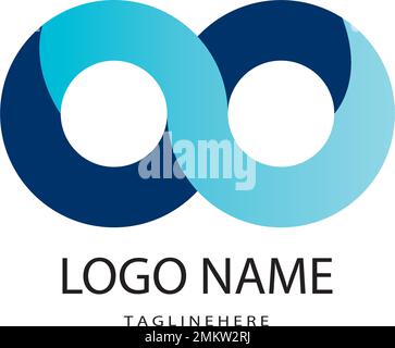 logo a doppio cerchio, disegno astratto con illustrazione vettoriale. Illustrazione Vettoriale