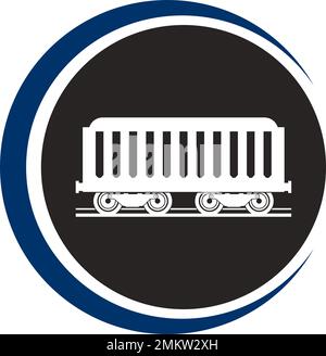 train car logo, modello di disegno illustrazione vettoriale. Illustrazione Vettoriale