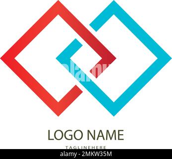 logo astratto, logo a due scatole alla moda e contemporaneo, adatto per aziende, fondazioni, design vettoriale Illustrazione Vettoriale